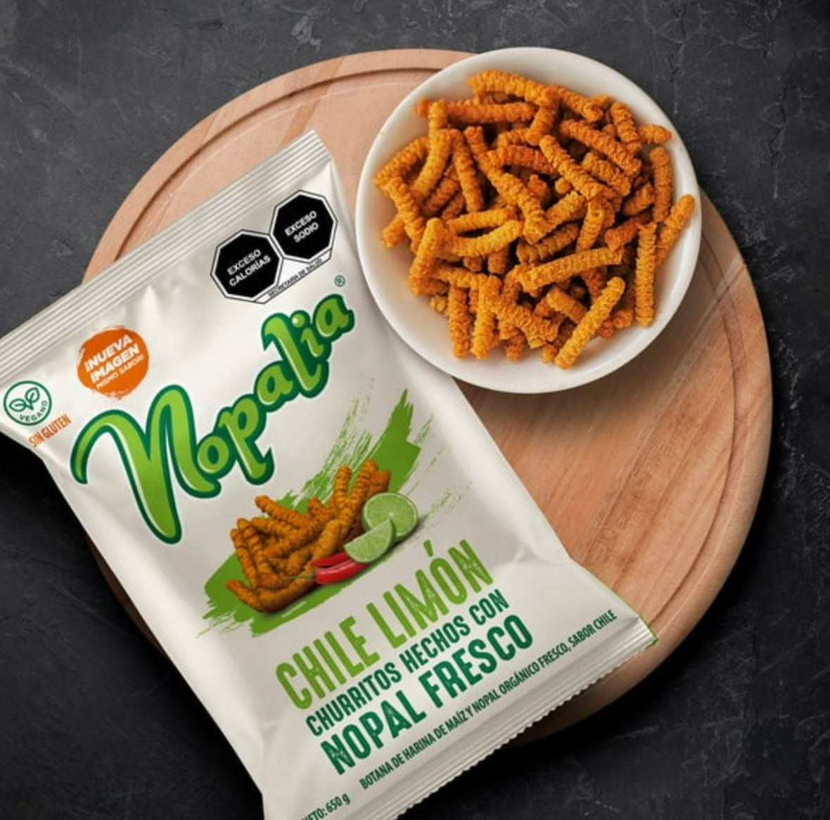 Churros de Nopal Nopalia Chile-Limón 650 g - .