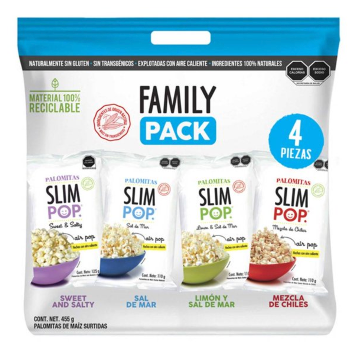 Palomitas Slim Pop Family Pack 4 pzas - .