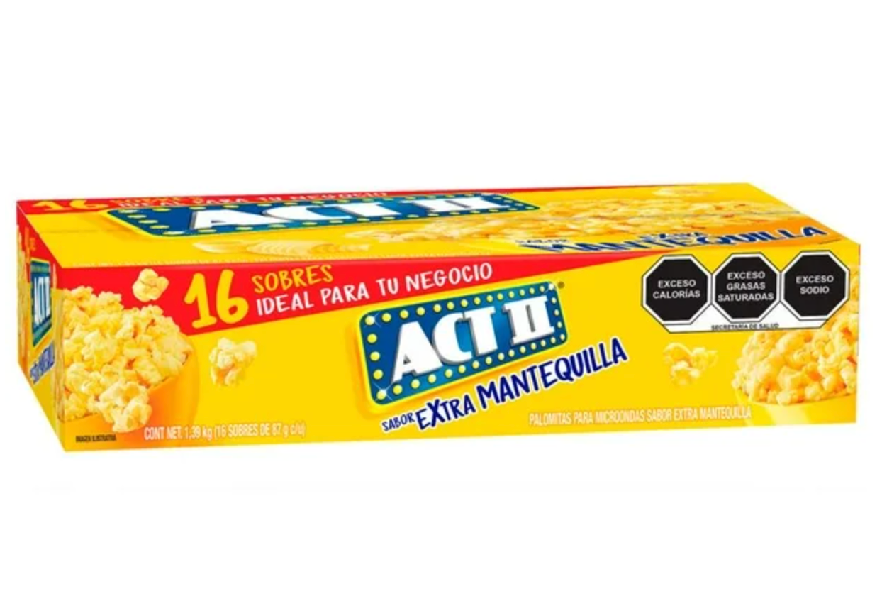 Palomitas para Microondas Act II Extra Mantequilla 16 pzas 87 g c/u - .
