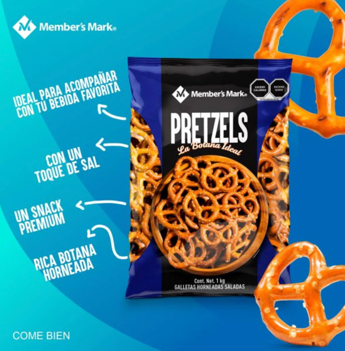 Galletas Horneadas Saladas Member's Mark Pretzels 1 kg - .