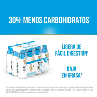 Leche Deslactosada Light Lala 100 +Low Carb 12 pzas de 1 l c/u - .
