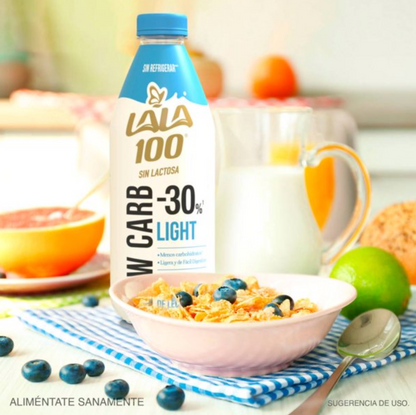 Leche Deslactosada Light Lala 100 +Low Carb 12 pzas de 1 l c/u - .