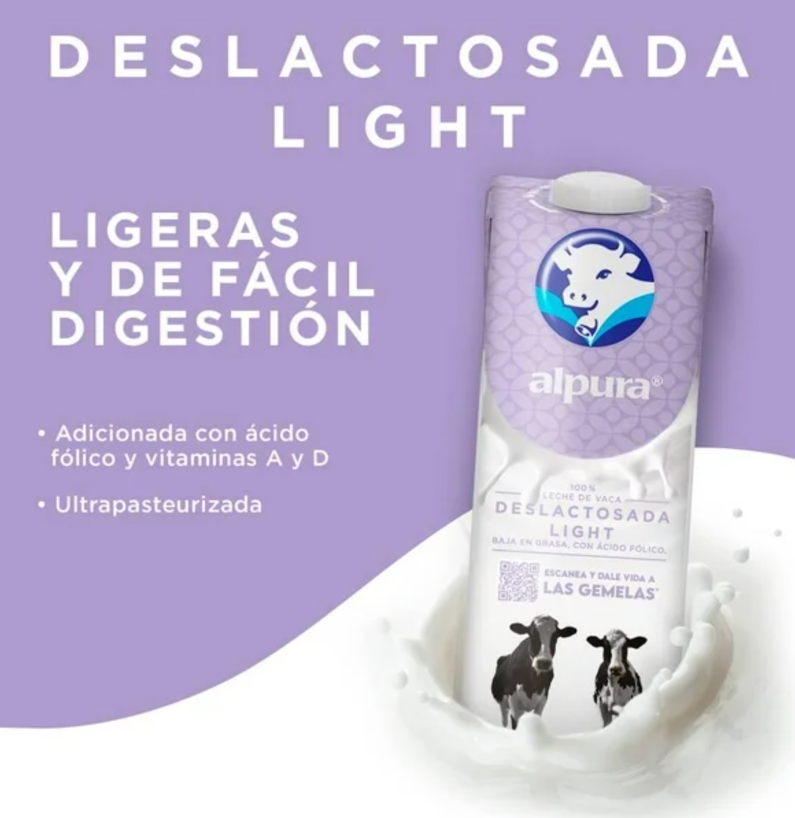 Leche Deslactosada Alpura Light 12 pzas de 1 l c/u - .