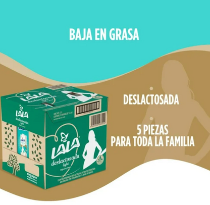 Leche Deslactosada Lala Light 12 pzas 1 l c/u - .