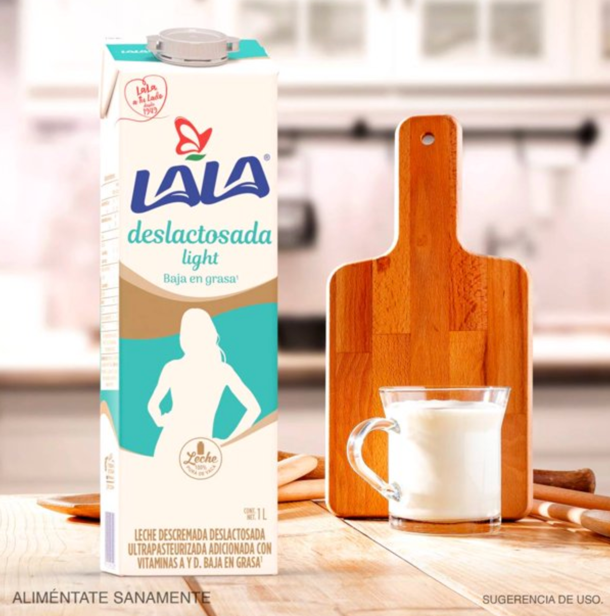 Leche Deslactosada Lala Light 12 pzas 1 l c/u - .