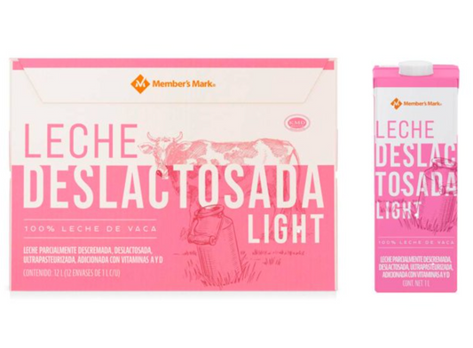 Leche Deslactosada Member's Mark Light 12 pzas de 1 l c/u -.
