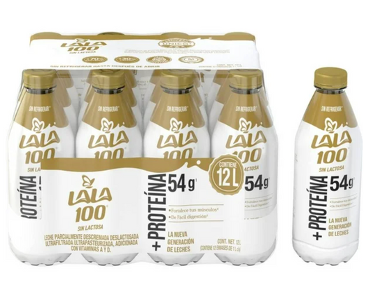 Leche sin Lactosa Lala 100 12 pzas de 1 l c/u - .