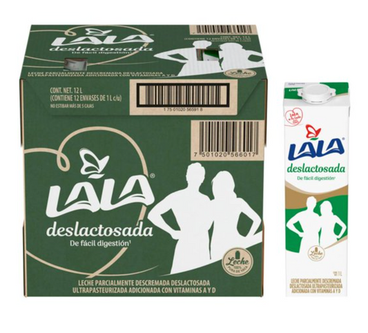 Leche Deslactosada Lala 12 pzas 1 l c/u - .