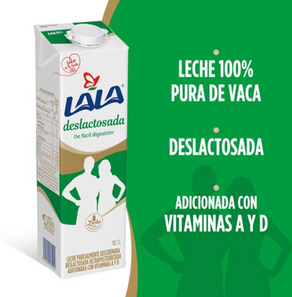 Leche Deslactosada Lala 12 pzas 1 l c/u - .