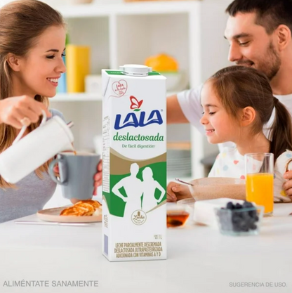 Leche Deslactosada Lala 12 pzas 1 l c/u - .