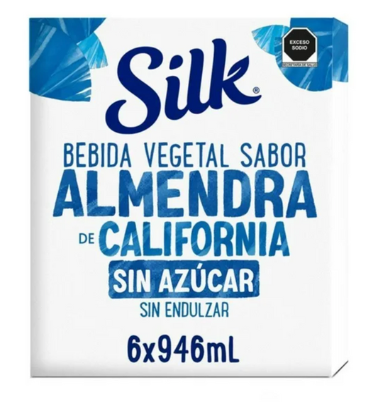 Bebida Vegetal Silk Sabor Almendra de California Sin Azúcar 6 pzas de 946 ml c/u -.
