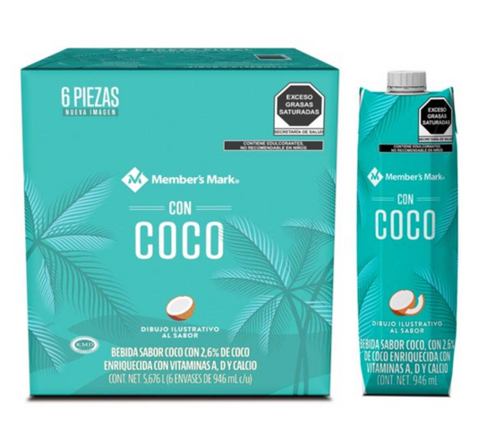 Bebida Member's Mark Sabor Coco 6 pzas de 946 ml c/u -.