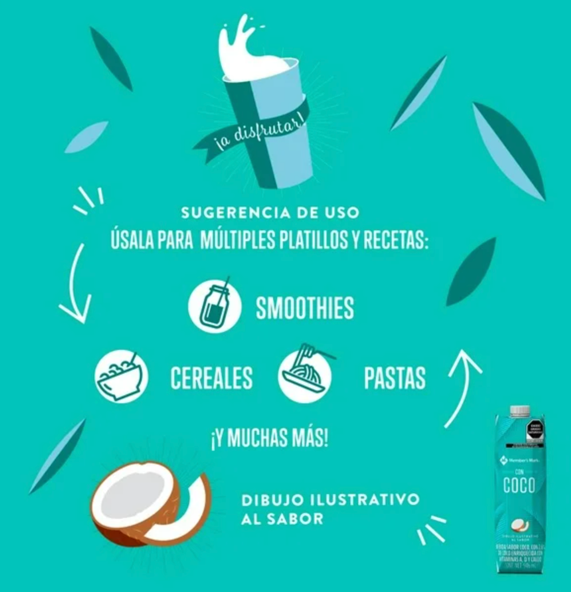 Bebida Member's Mark Sabor Coco 6 pzas de 946 ml c/u -.