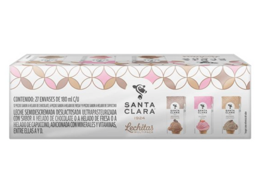 Leche Deslactosada Santa Clara Varios Sabores 27 pzas de 180 ml c/u -.