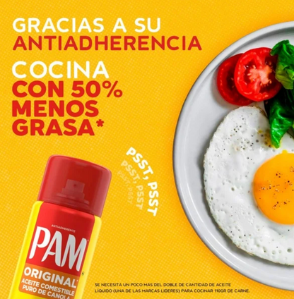 Pack de Aceite Vegetal Comestible PAM de Canola, Coco y Palma en Aerosol 2 pzas 340g c/u -.