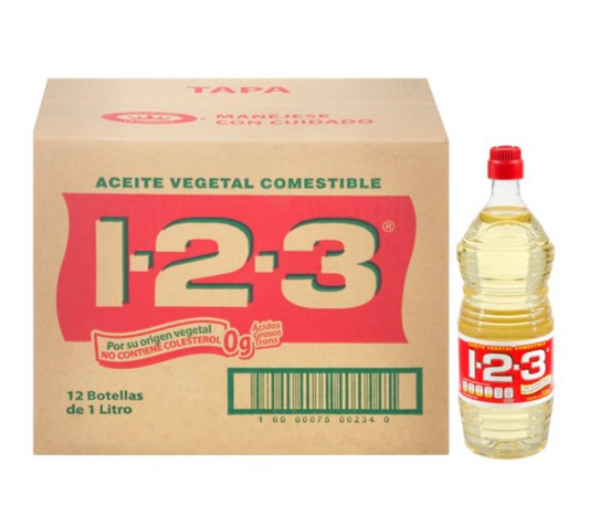 Aceite Vegetal 1-2-3 con 12 pzas de 1 l -.