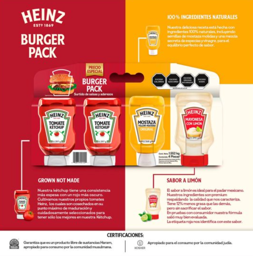 Burger Pack Heinz 4 pzas -.