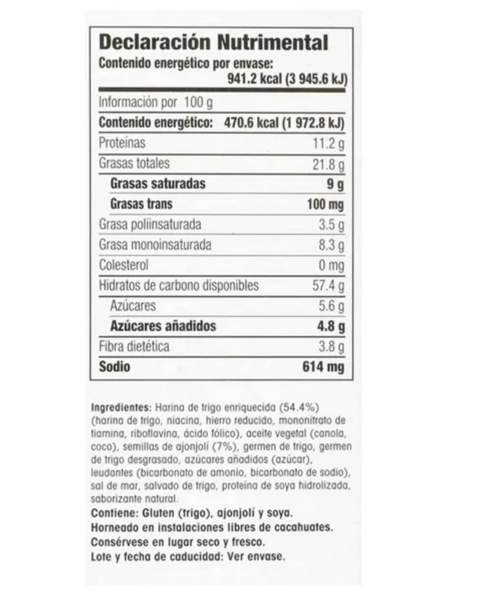 Galletas Dare Breton de Ajonjolí 2 pzas 200 g c/u - .
