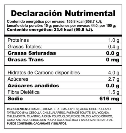 Salsa Roja Herdez Tatemada y Martajada 660 g -.