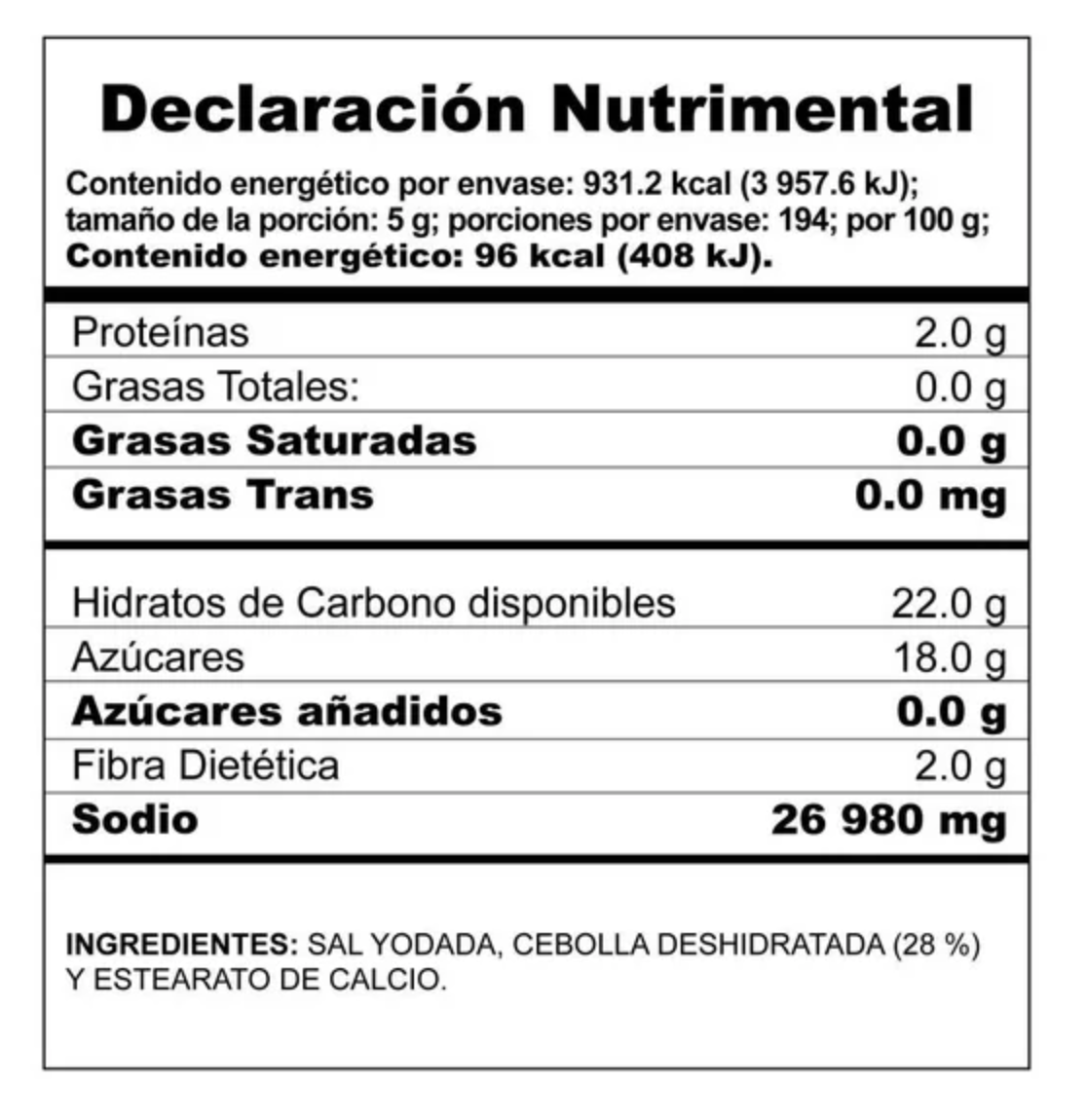 Sal con Cebolla Member's Mark by McCormick 970 g -.