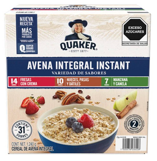 Avena Integral Quaker Instant Variedad de sabores 31 pzas -.
