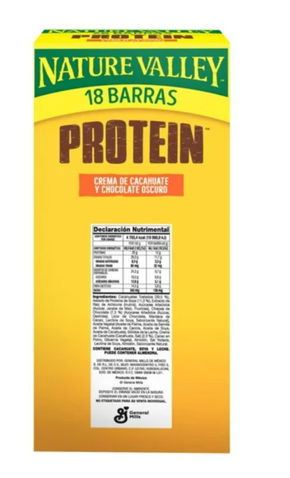 Barras de Cereal Nature Valley Protein 18 pzas de 40 g c/u - .