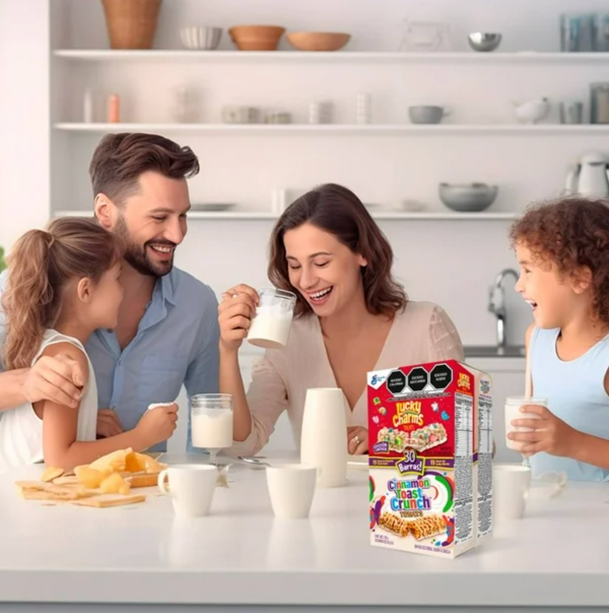 Barras de Cereal Generall Mill's Lucky Charms con Malvaviscos 15 pzas y Cinnamon Toast Sabor Canela 15 pzas - .
