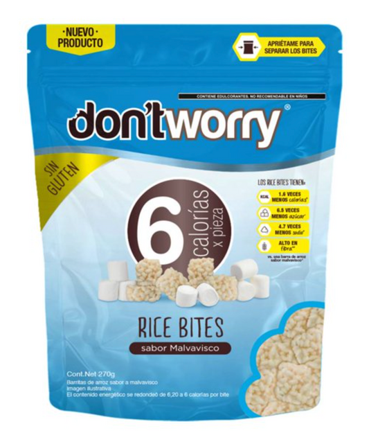 Bites de Arroz Inflado Don't Worry Rice Bite Sabor Malvavisco 270 g - .