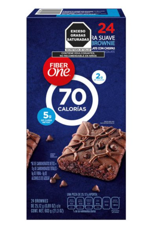 Brownies Fiber One Sabor Chocolate 24 pzas de 25 g c/u - .