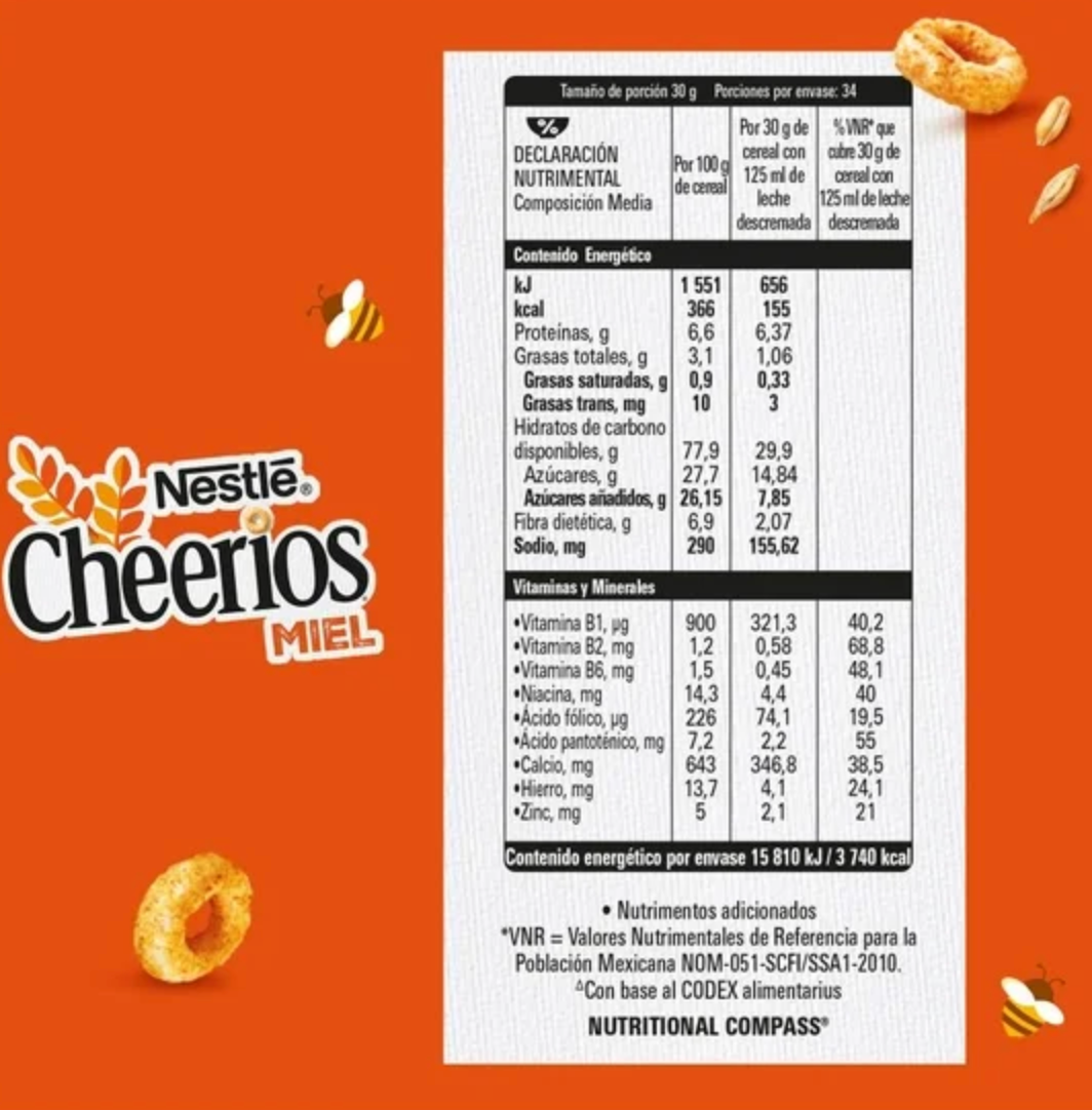 Cereal Cheerios Nestlé Miel 1.02 kg - .