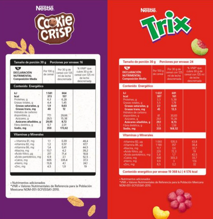 Pack de Cereales Nestlé Cookie Crisp 480 g Trix 720 g - .