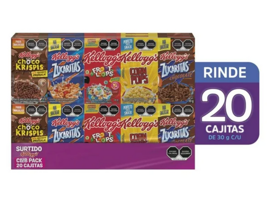 Cereales Kellogg's Surtidos 20 pzas 30 g c/u - .