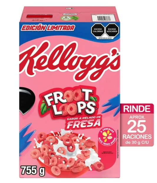 Cereal Froot Loops Kellogg's Sabor Helado de Fresa 755 g - .