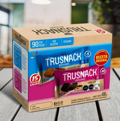 Barritas Trusnack Sabor Cocoa y Vainilla 15 pzas 30 g c/u - .