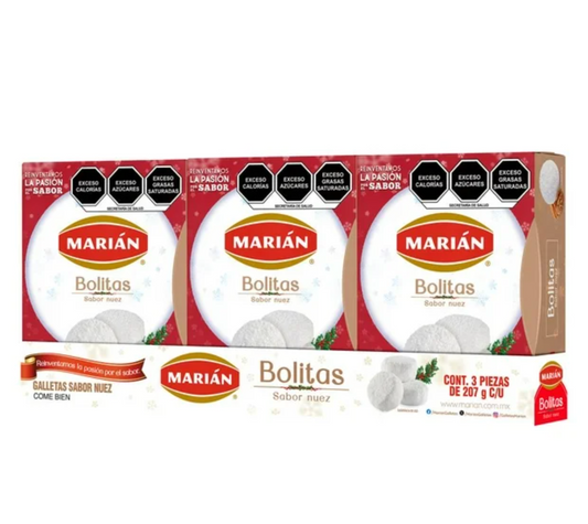 Galletas Marián Bolitas de Nuez 3 pzas 207 g c/u - .