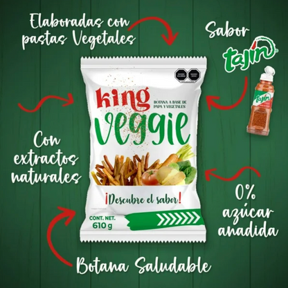 Botana a Base de Papa y Vegetales King Veggie con Tajín 610 g - .