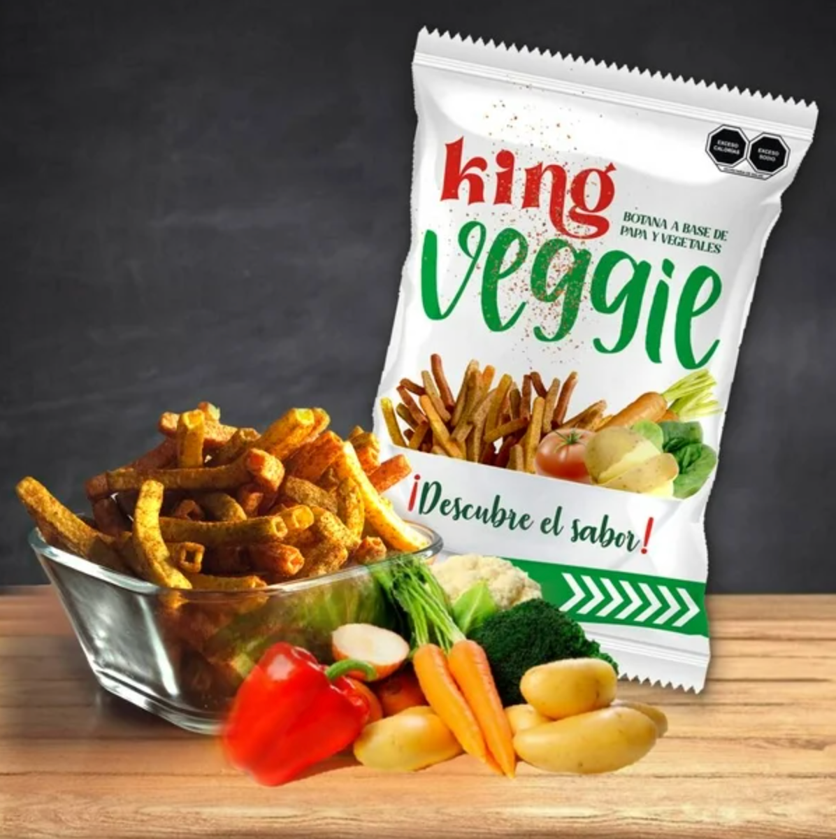 Botana a Base de Papa y Vegetales King Veggie con Tajín 610 g - .
