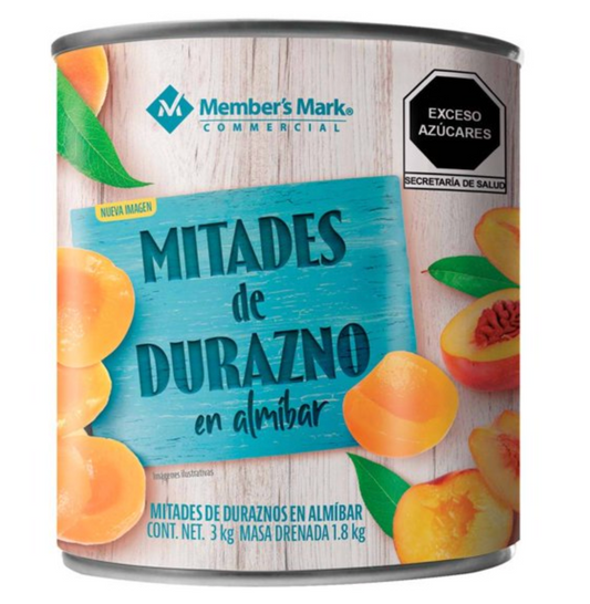 Duraznos en Mitades Member's Mark en Almíbar 3 kg -.