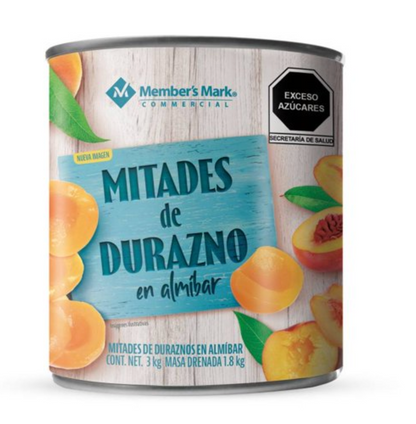Duraznos en Mitades Member's Mark en Almíbar 3 kg -.