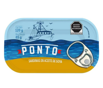 Sardinas Ponto en Aceite de Soya 6 pzas de 120 g -.