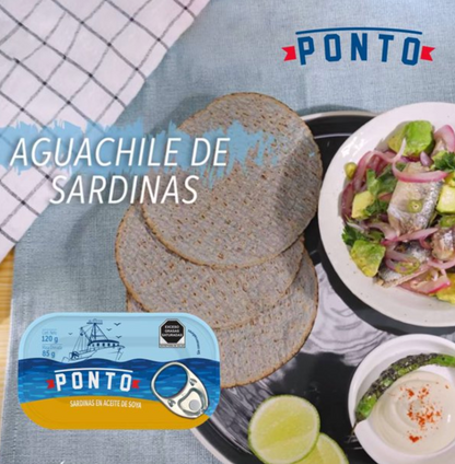 Sardinas Ponto en Aceite de Soya 6 pzas de 120 g -.
