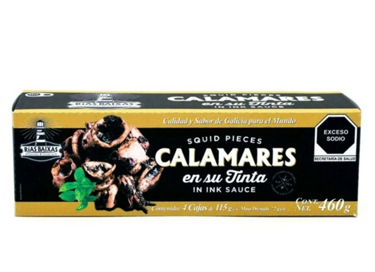 Calamares en su Tinta Rías Baixas 4 Latas de 115 g c/u -.
