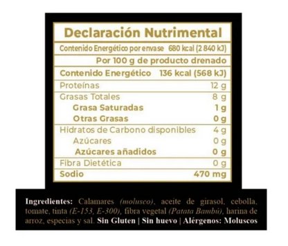 Calamares en su Tinta Rías Baixas 4 Latas de 115 g c/u -.