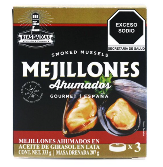 Mejillones Rías Baixas Ahumados 3 pzas de 111 g -.