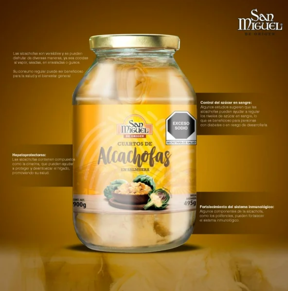 Cuartos de Alcachofa San Miguel 900 g -.