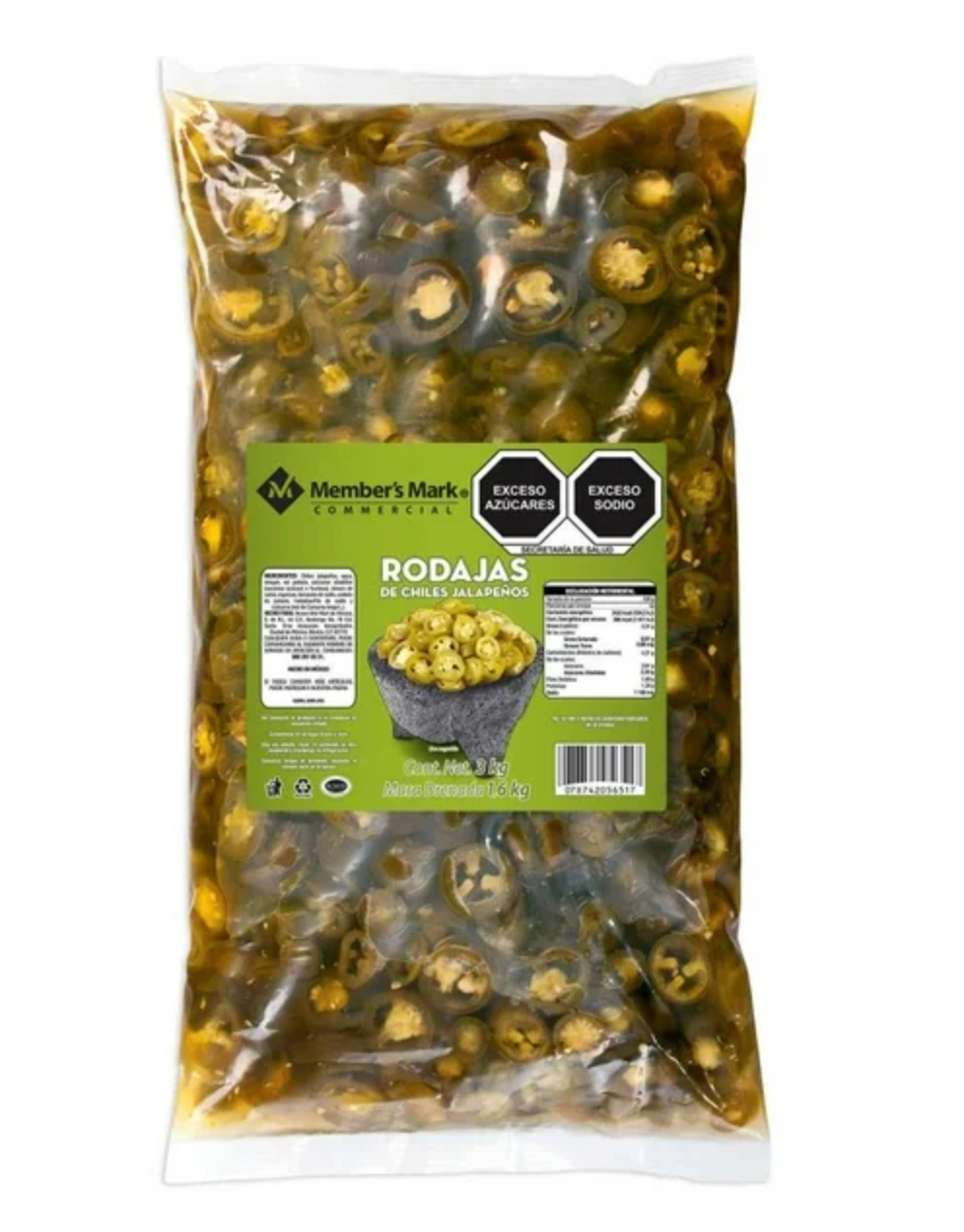 Chiles Jalapeños Member's Mark en Rodajas 3 kg -.