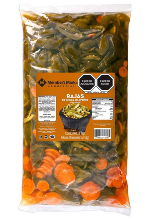 Chiles Jalapeños en Rajas Member's Mark en Escabeche 3 kg - .