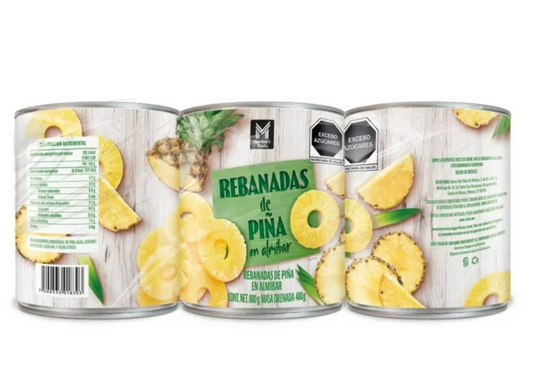 Piña en Almibar MEMBERS MARK en Rebanadas 3 pzas 800 g c/u -.