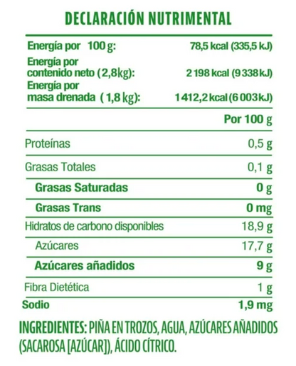 Piña en Almíbar Member's Mark en Trozos 3 kg - .
