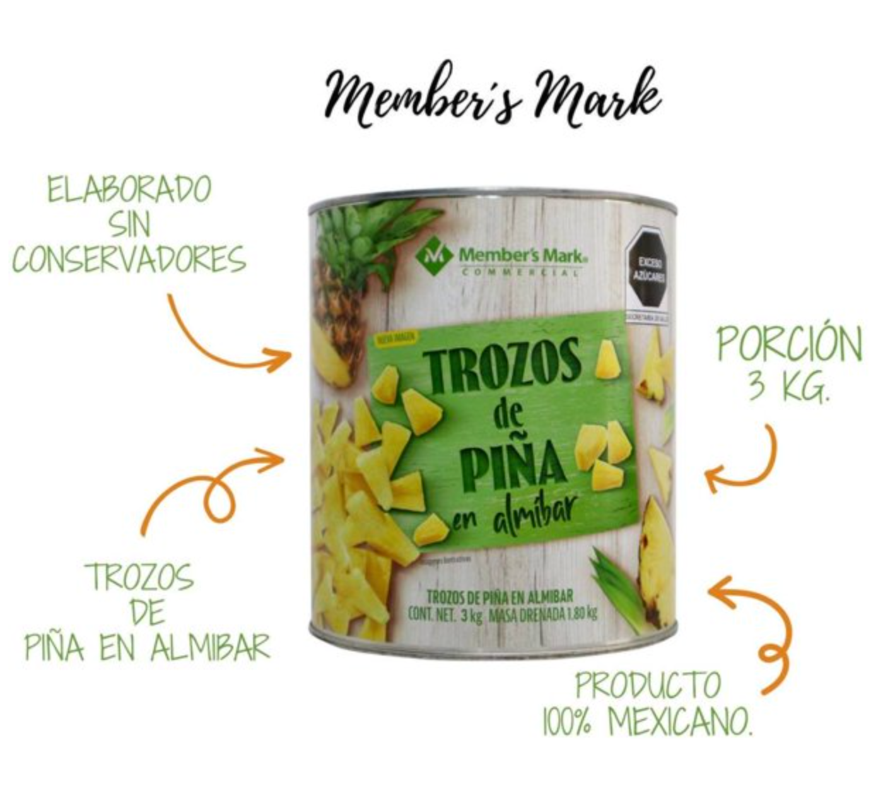 Piña en Almíbar Member's Mark en Trozos 3 kg - .